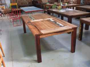 Double panel recycled timber dining table
